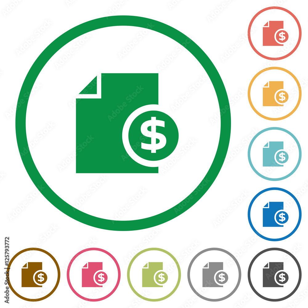 Dollar report flat icons with outlines Dollar report flat icons with outlines