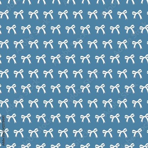 white ribbons on blue backround seamless pattern