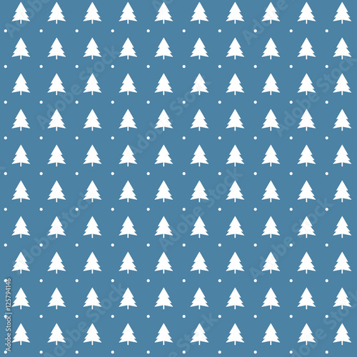 blue christmas trees seamless pattern
