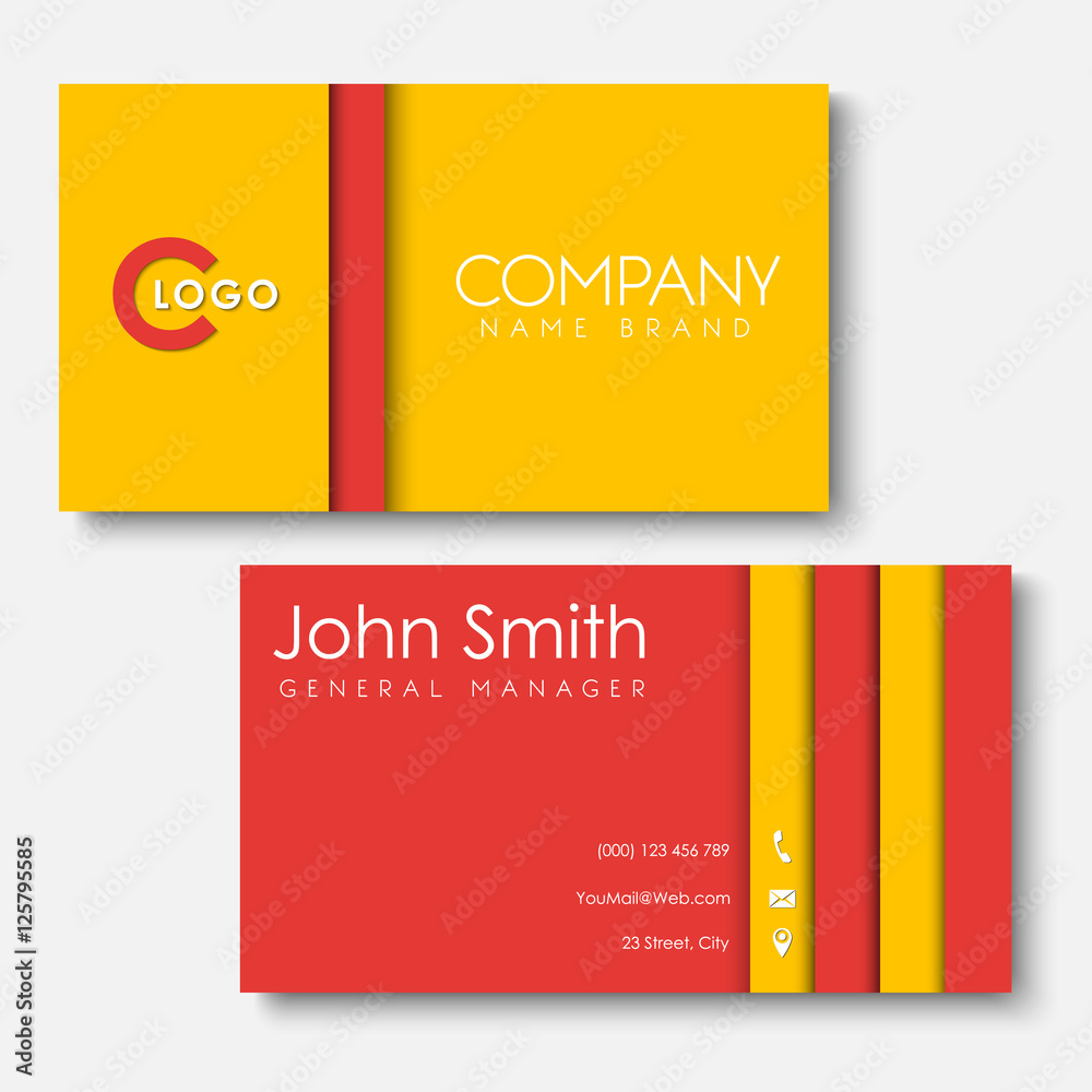 Business cards templates in the style of the material design - obrazy, fototapety, plakaty 