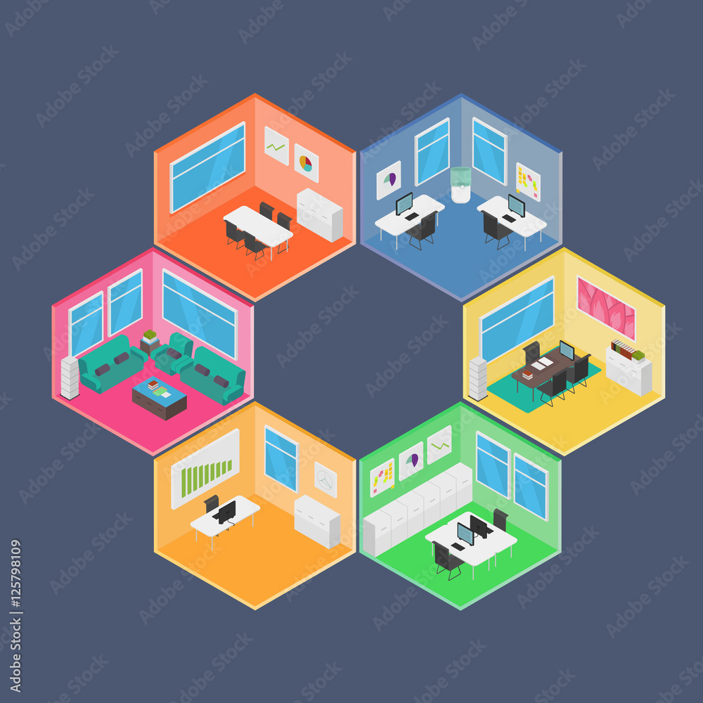 Isometric Office vector illustration