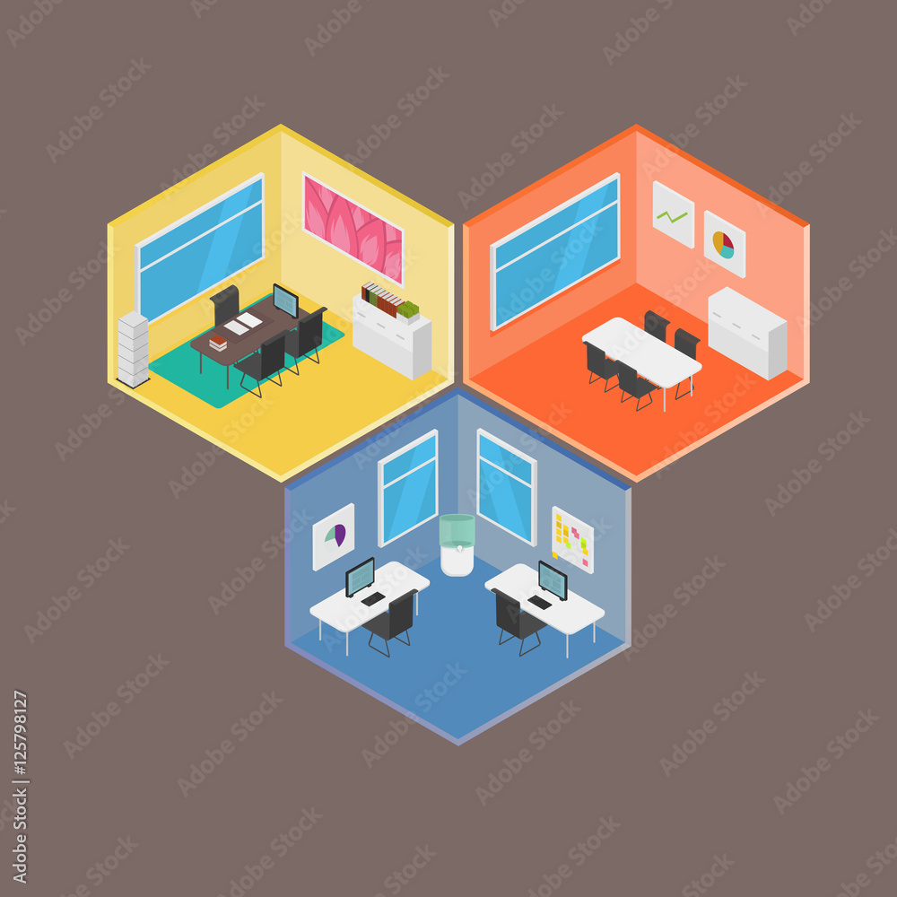 Isometric Office vector illustration Isometric Office vector illustration