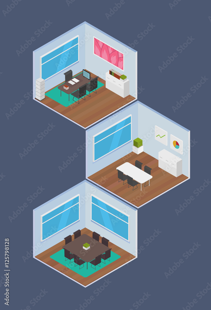 Isometric Office vector illustration