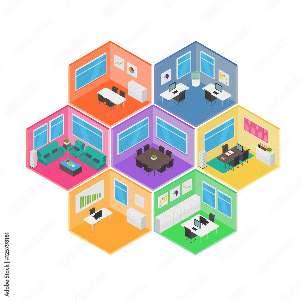 Isometric Office vector illustration