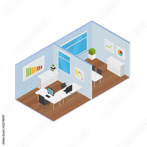Isometric Office vector illustration © baluchis