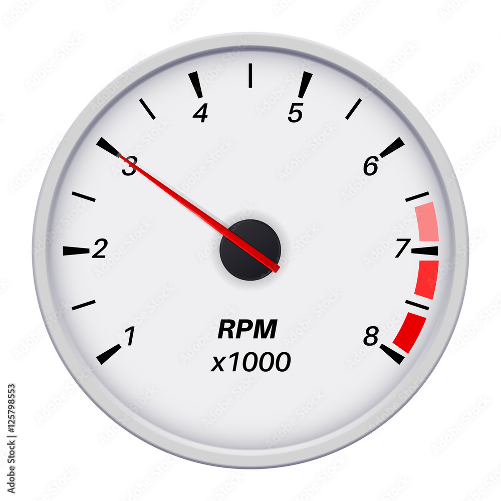 Tachometer. Car dashboard white gauge. White Tachometer. Car dashboard white gauge. White