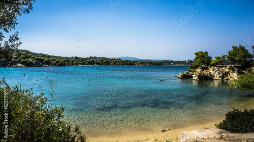 Fototapeta Naklejka Na Ścianę i Meble -  Beautiful Beach With Turquoise Water, Sithonia, Halkidiki, Greece