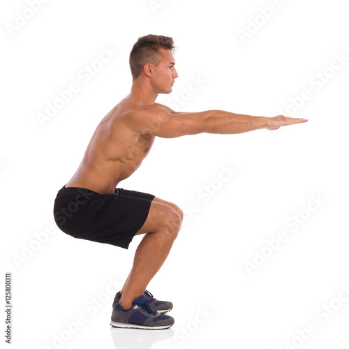 Photography Man Does Squat Side View