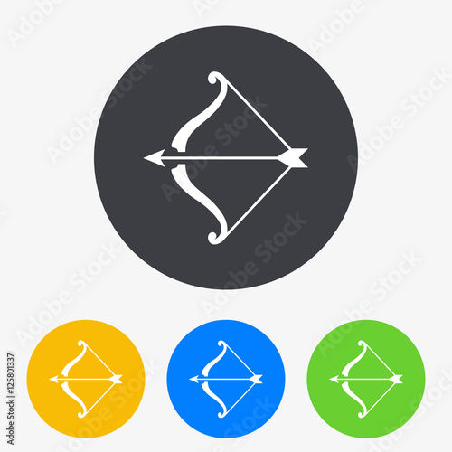 Icono plano arco y flechas en circulo varios colores