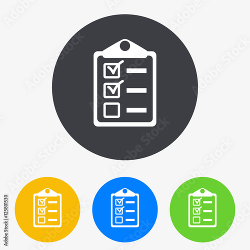 Icono plano clipboard en circulo varios colores