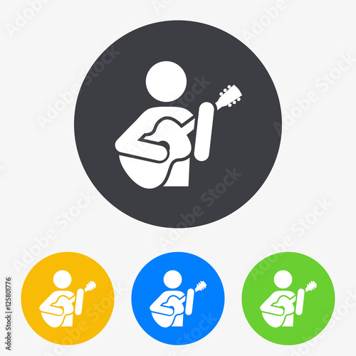 Icono plano guitarrista en circulo varios colores