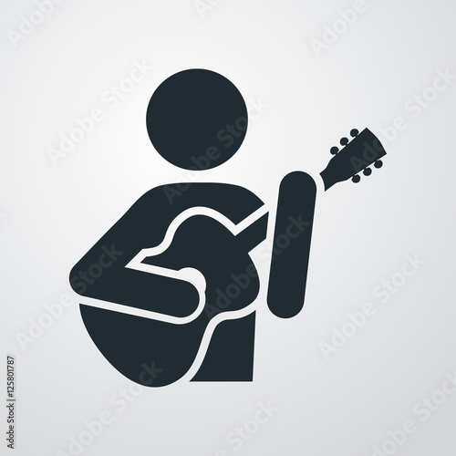 Icono plano guitarrista en fondo degradado