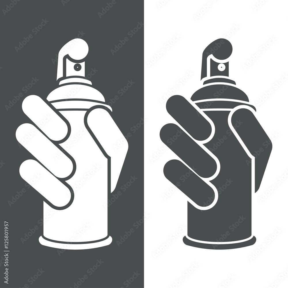 Icono plano mano con aerosol gris