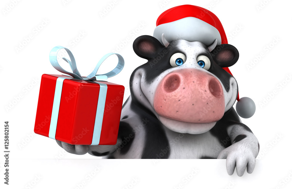 Fun santa cow - 3D Illustration Fun santa cow - 3D Illustration
