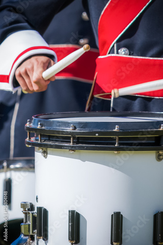 Various instruments and details from a music band of windband photo