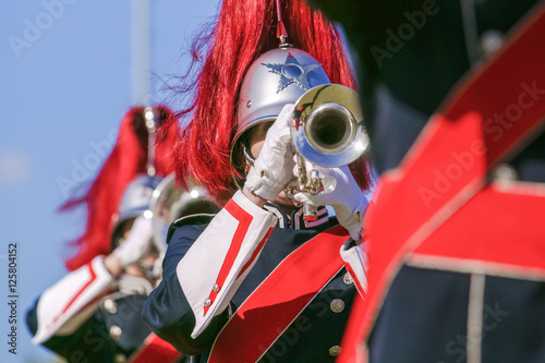 Various instruments and details from a music band of windband photo