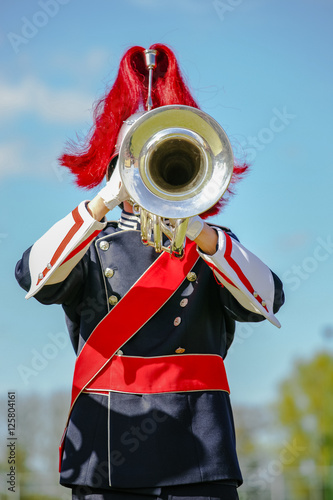 Various instruments and details from a music band of windband photo