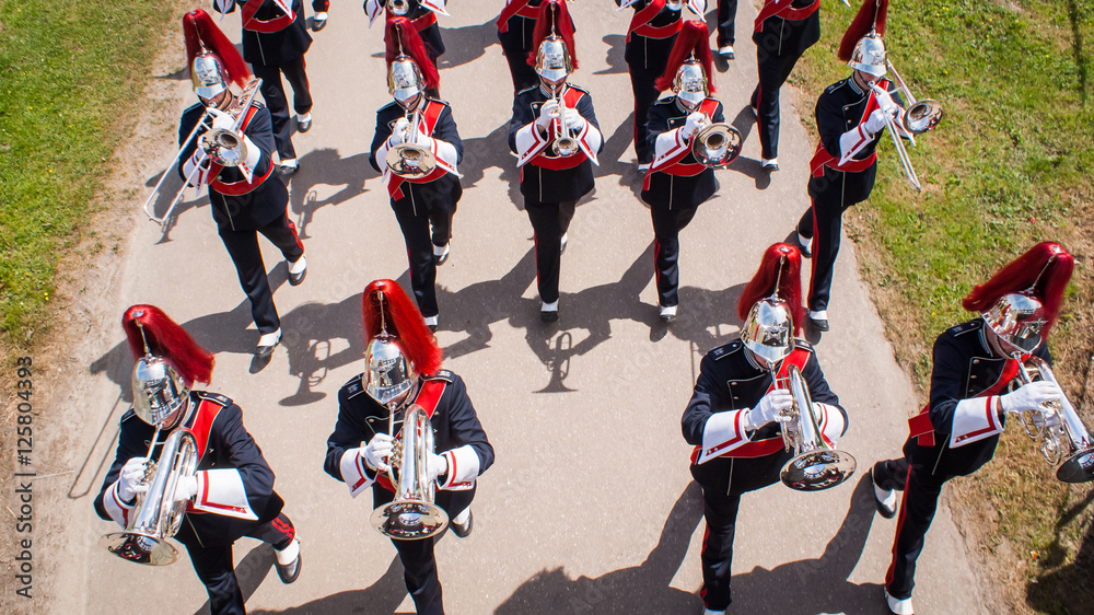 Various instruments and details from a music band of windband Various instruments and details from a music band of windband
