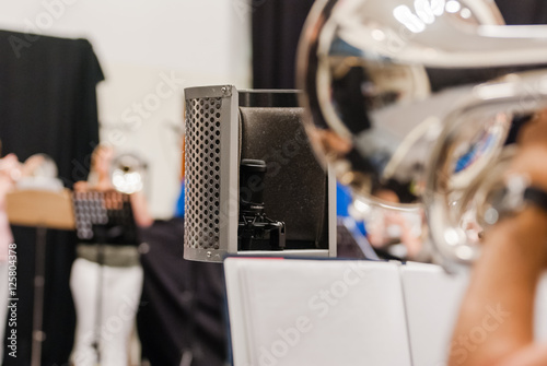 Various instruments and details from a music band of windband photo