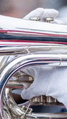 Various instruments and details from a music band of windband photo