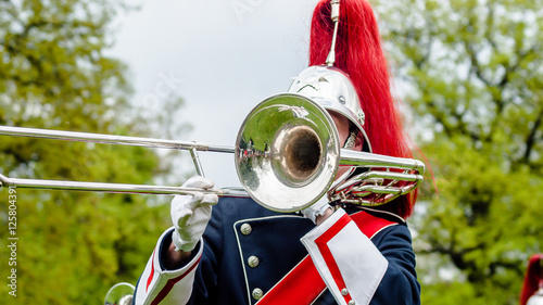Various instruments and details from a music band of windband photo