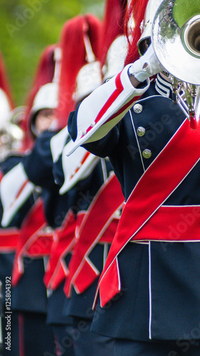 Various instruments and details from a music band of windband photo