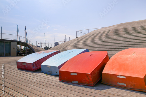 Photography colorful boats in copenhagen