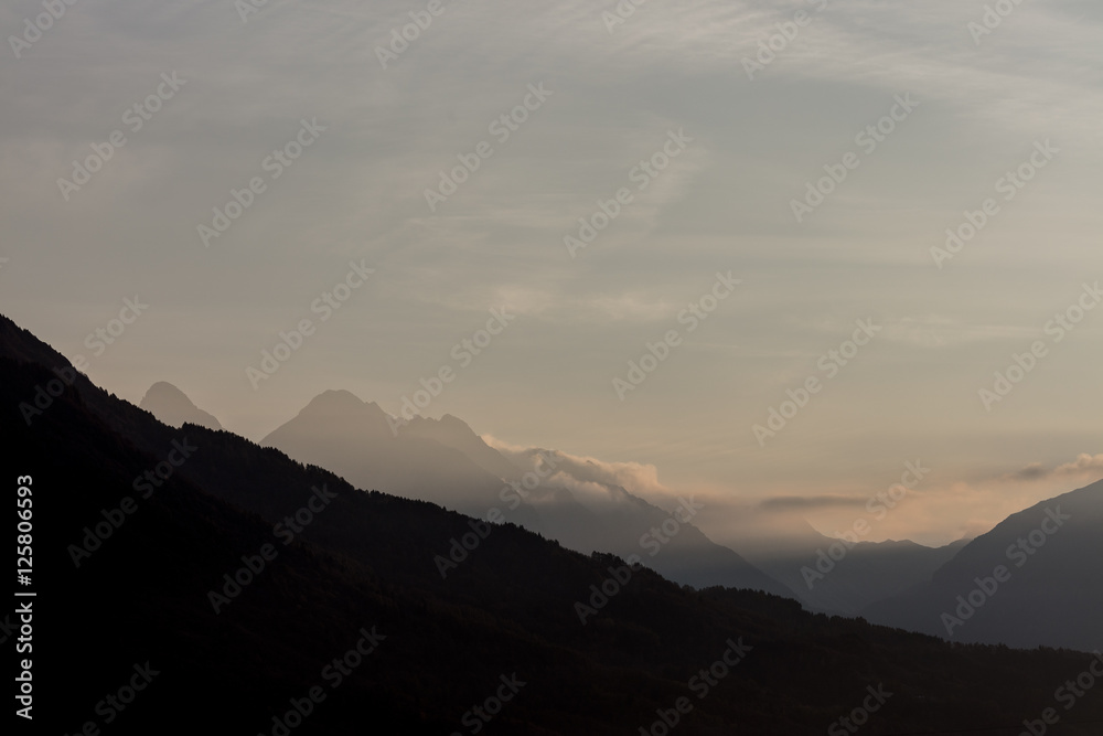 unedited mountain landscape at the gates of dawn
