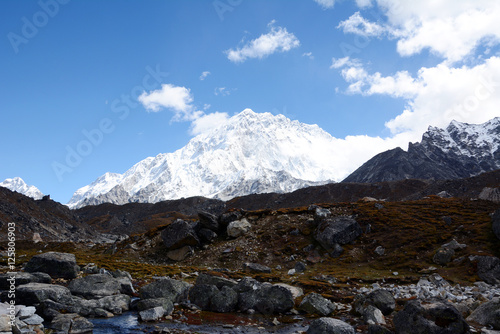 Hiking in Khumbu Valley in Himalayas mountains, Kala Pattar and Everest Base camp trek, Nepal.