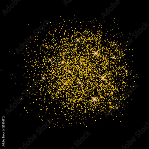 Vector gold glitter particles isolated  background 