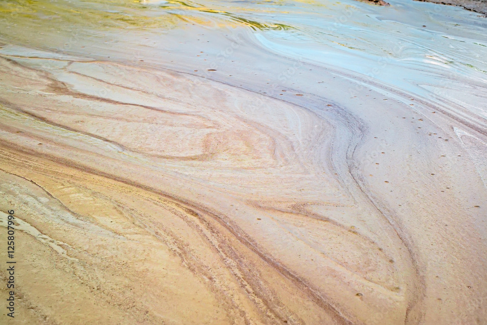 Mud volcanoes's clay river, closeup view. 