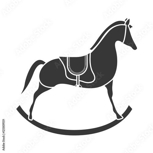 silhouette of wooden horse kid toy icon over white background. vector illustration