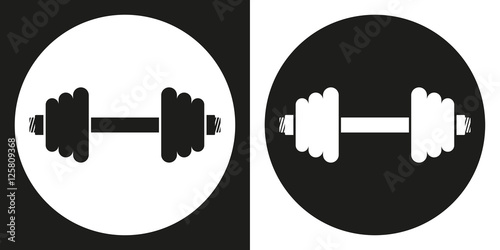 Dumbell icon. Silhouette dumbell on a black and white background. Sports Equipment. Vector Illustration.