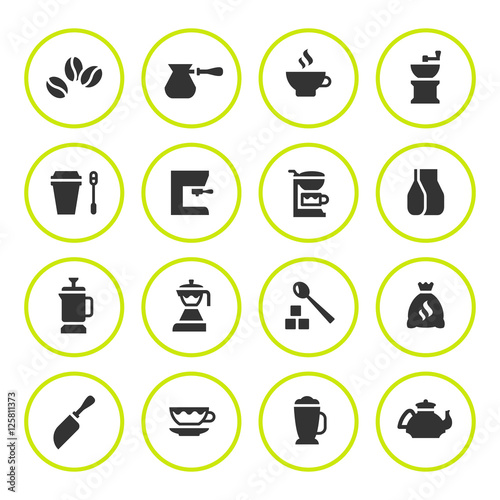 Set round icons of coffee