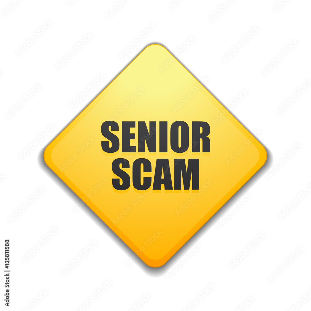 Senior Scam hazard sign illustration Senior Scam hazard sign illustration