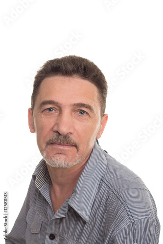 elderly man looking grey eyes unhappy