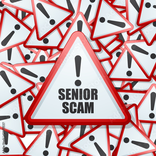 Senior Scam hazard sign illustration