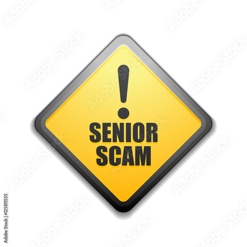 Senior Scam hazard sign illustration