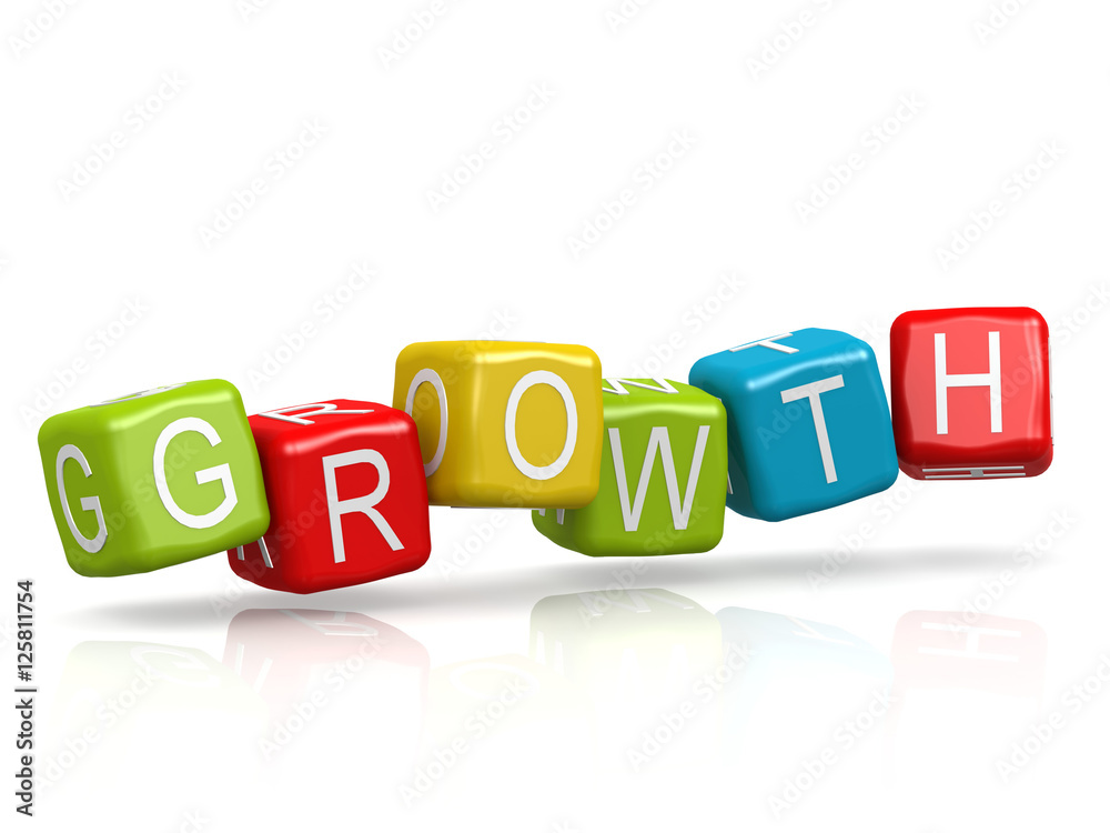Growth color cube block on white Growth color cube block on white