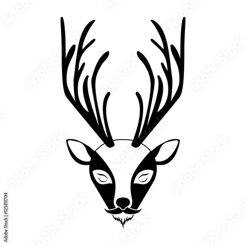 deer cartoon with  mustache. animal hipster lifestyle design. vector illustration
