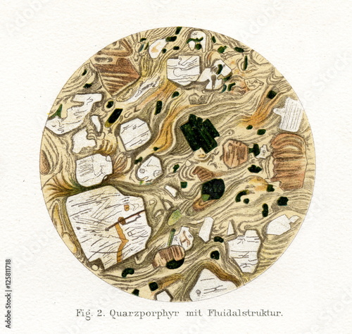 Quartz porphyry from Wurzen, Saxony- ordinary light photomicrograph (from Meyers Lexikon, 1895, 7/476/477)