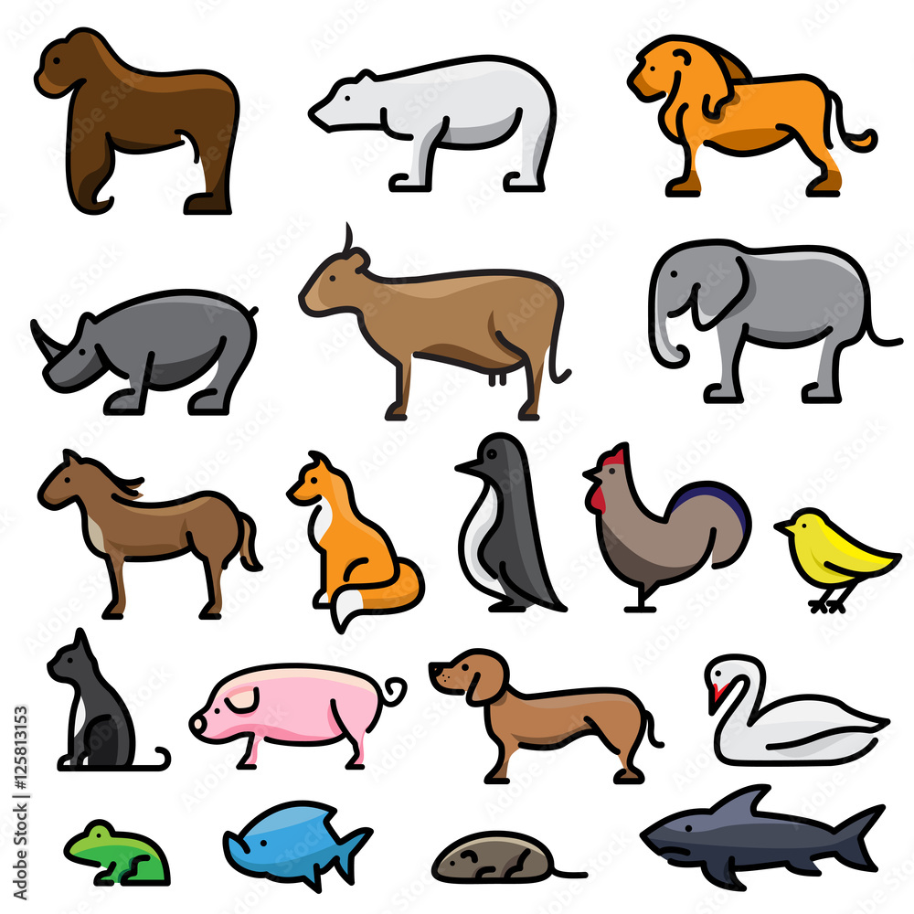 Set of cartoon animals Set of cartoon animals