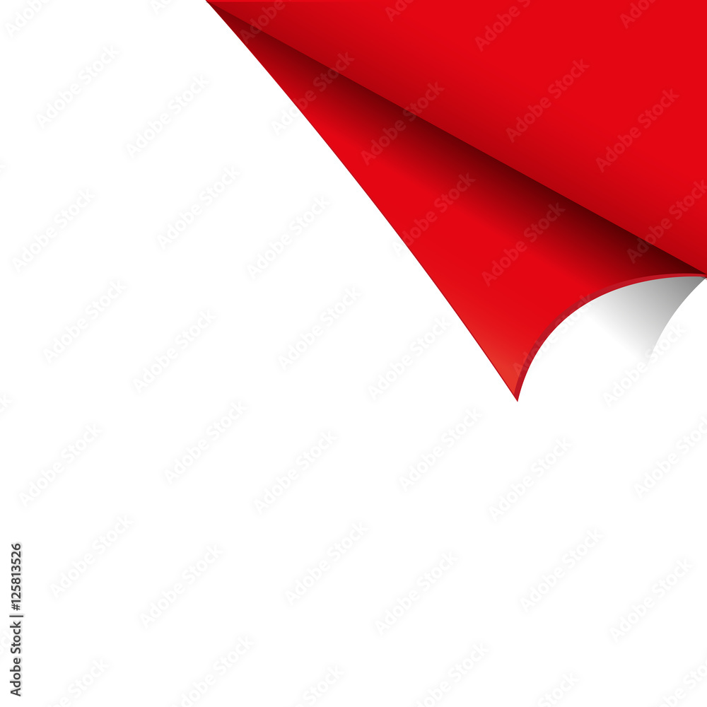 Curled White Paper Corner with Red Background Curled White Paper Corner with Red Background