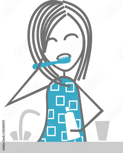 Une femme se lave les dents