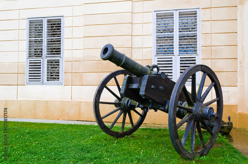 Cannon near the wall of castle Kynzvart in western Bohemia Cannon near the wall of castle Kynzvart in western Bohemia