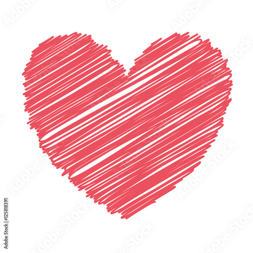 red heart icon over white background. love symbol. sketch and draw design. vector illustration