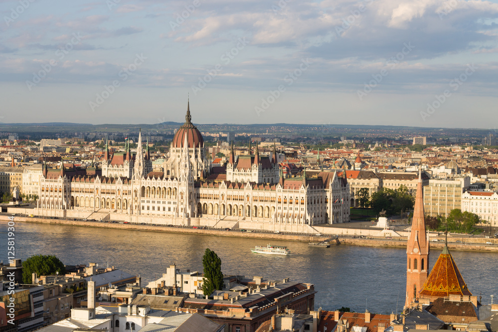 Parlament in Budapest with riverside in Hungary