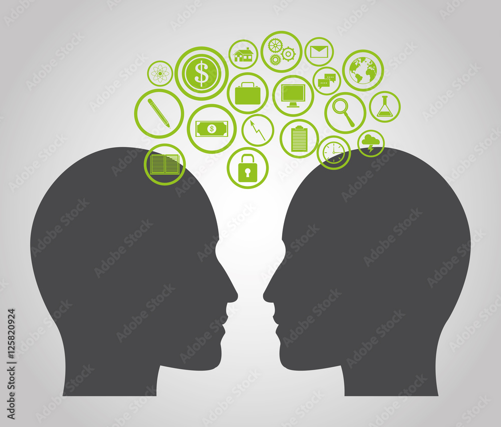 Human head and icon set. Big idea think different and creative theme. Vector illustration Human head and icon set. Big idea think different and creative theme. Vector illustration