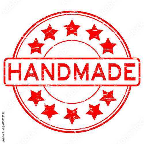 Grunge red handmade rubber stamp