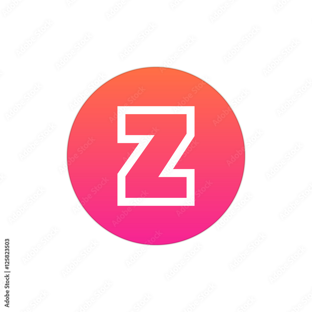 Letter Z vector, logo. Useful as branding symbol, identity, alphabet element, circle app icon, clip art and illustration.
